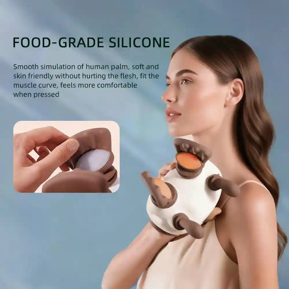 4D Electric Neck and Shoulder Massager with Heat Therapy - White Back Massage Instrument Tidesmit
