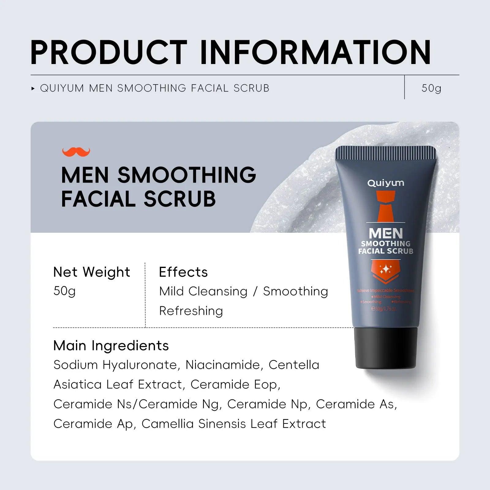 Mens Facial Scrub Exfoliator - Deep Pore Cleanser with Natural Extracts 50g Scrubs Treatments Tidesmit