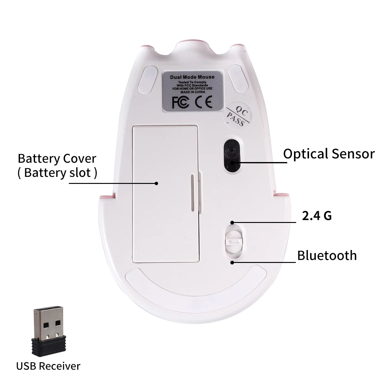 Cute 3D Little Pig Wireless Mouse 2.4G Bluetooth Dual-mode Silent For Women Office Laptop PC