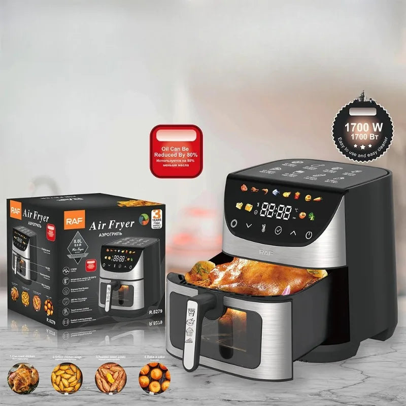 EU Plug New Digital Air Fryer Model 8 Liters Oil Free Professional Home Appliance Air Fryers Multifunctional Optional Airfryers