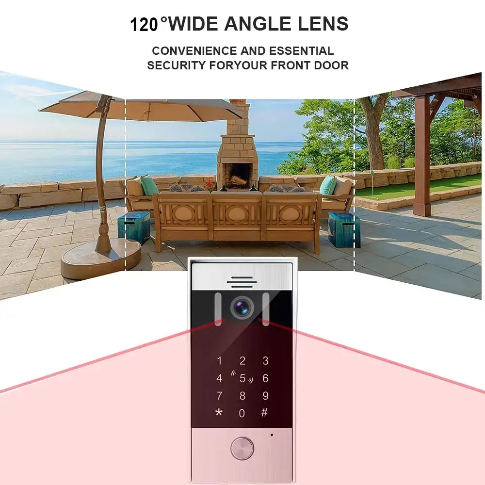 5in1 Unlock Doorbell 10inch 1080P Touch Monitor Video Intercom System Home intercom with Fingerprint IC Card Unlock for apartmen