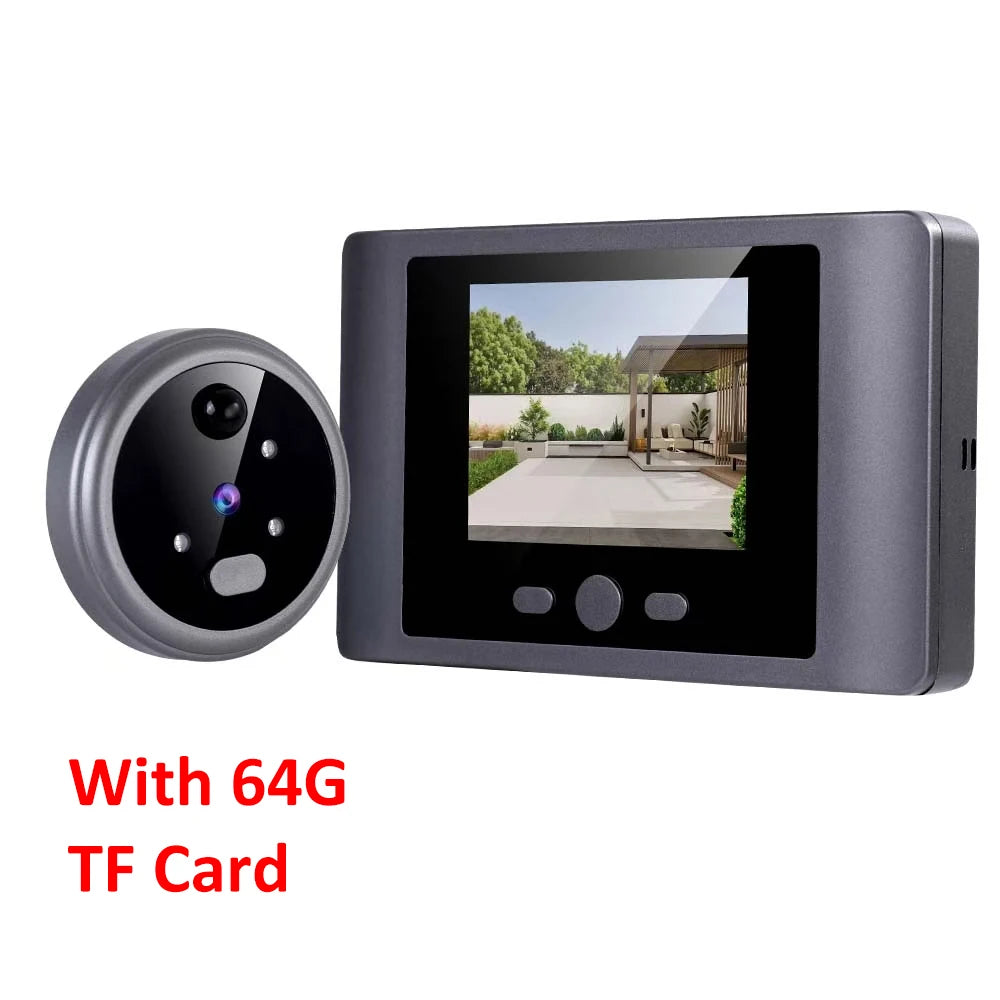 Grey digital door peephole camera with LCD screen and TF card (64GB)