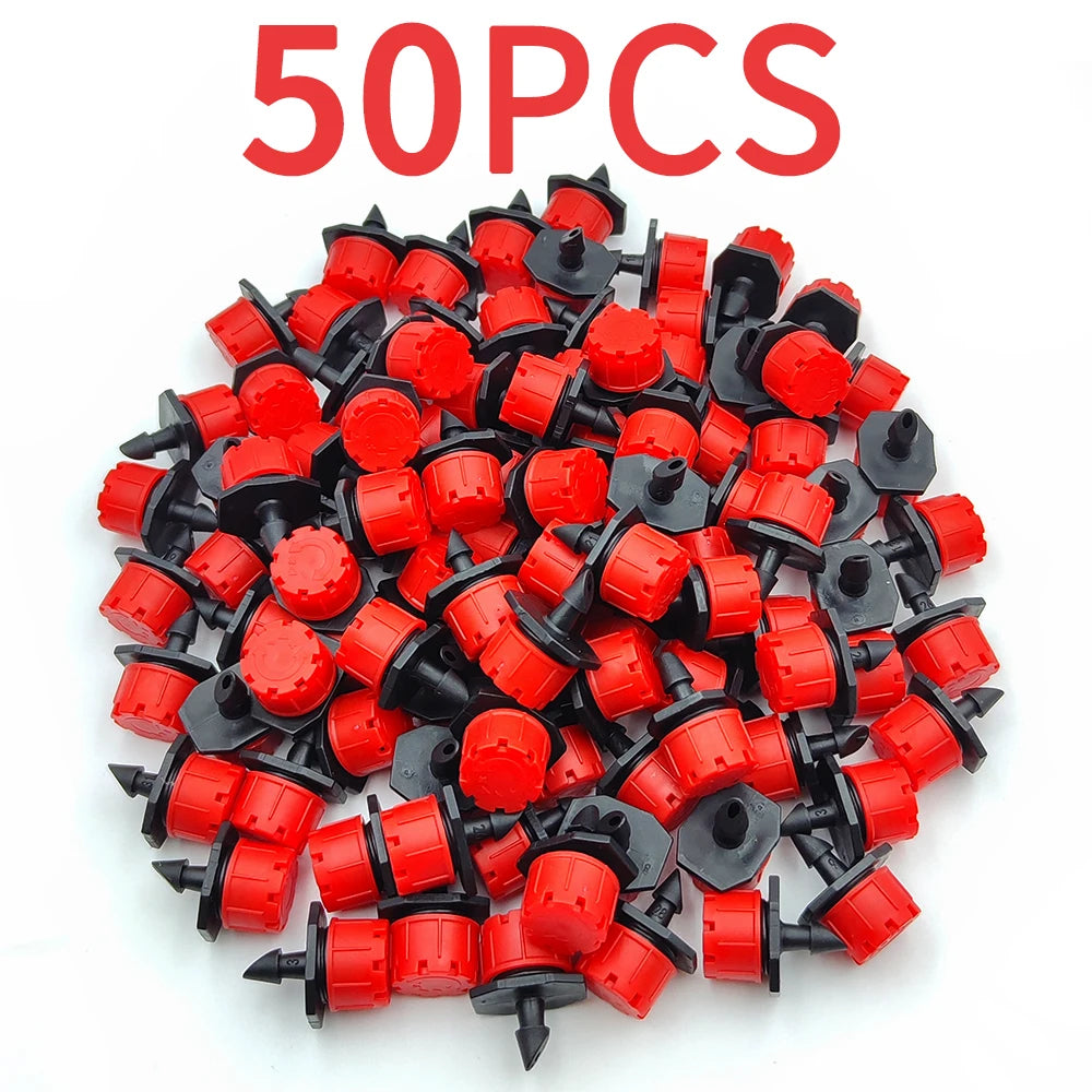 DIY micro drip irrigation dripper connectors, red and black, 50-pack
