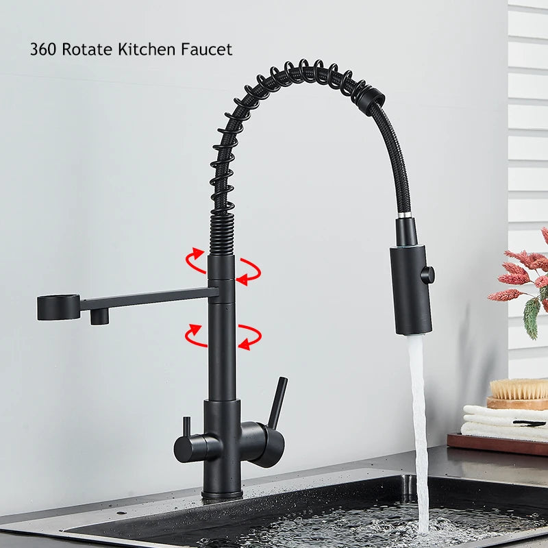 Filtered Kitchen Faucet Pure Water Kitchen Faucet Dual Handle Hot&Cold Drinking Water Purified Kitchen Mixer Taps