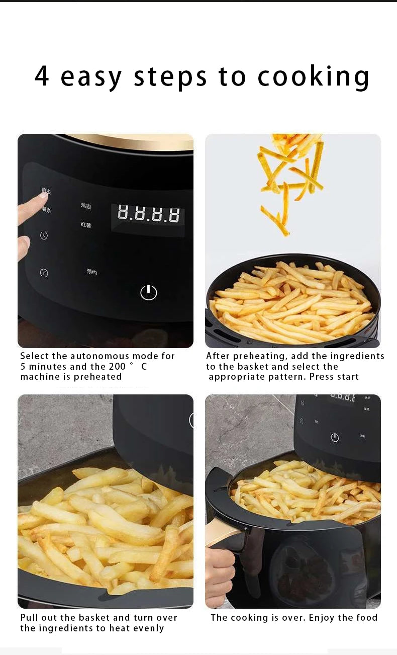 Factory Stock Hot Sale Electric 6L Multi-function Digital Control Air Fryer High-quality Non-stick Surface Household Hotel Use