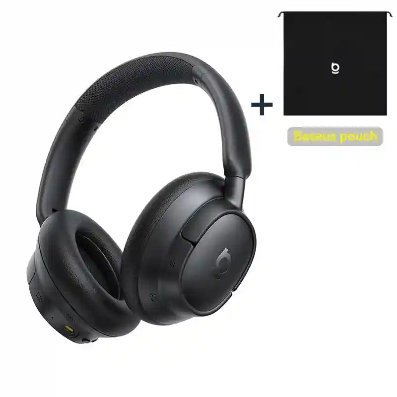 Wireless Noise Cancelling Headphones: 80Hr Battery Over-Ear Audio Black add pouch China Mainland Tidesmit