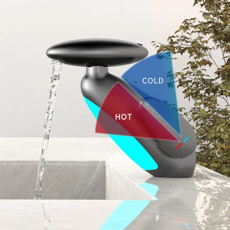 Large LED Light Basin Faucet Temperature Sensitive 4 Modes Outlet Hot Cold Water Sink Mixer Wash Tap Single Hole For Bathroom