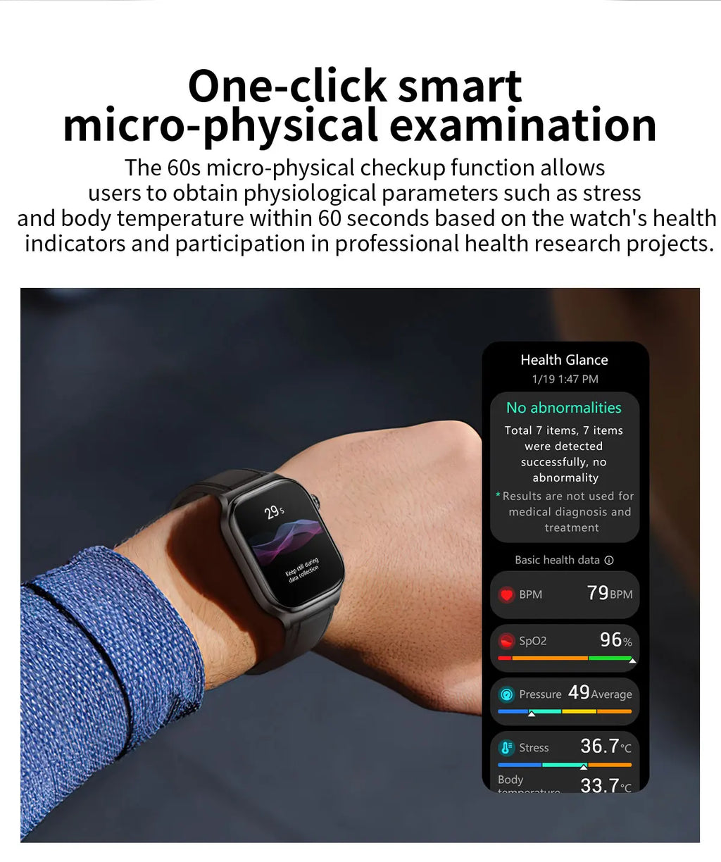 2026 New Hospital Level Health Smart Watch Body Fat ECG Blood oxygen BP Health AMOLED Screen HD Call Sport Smart Watches For Man