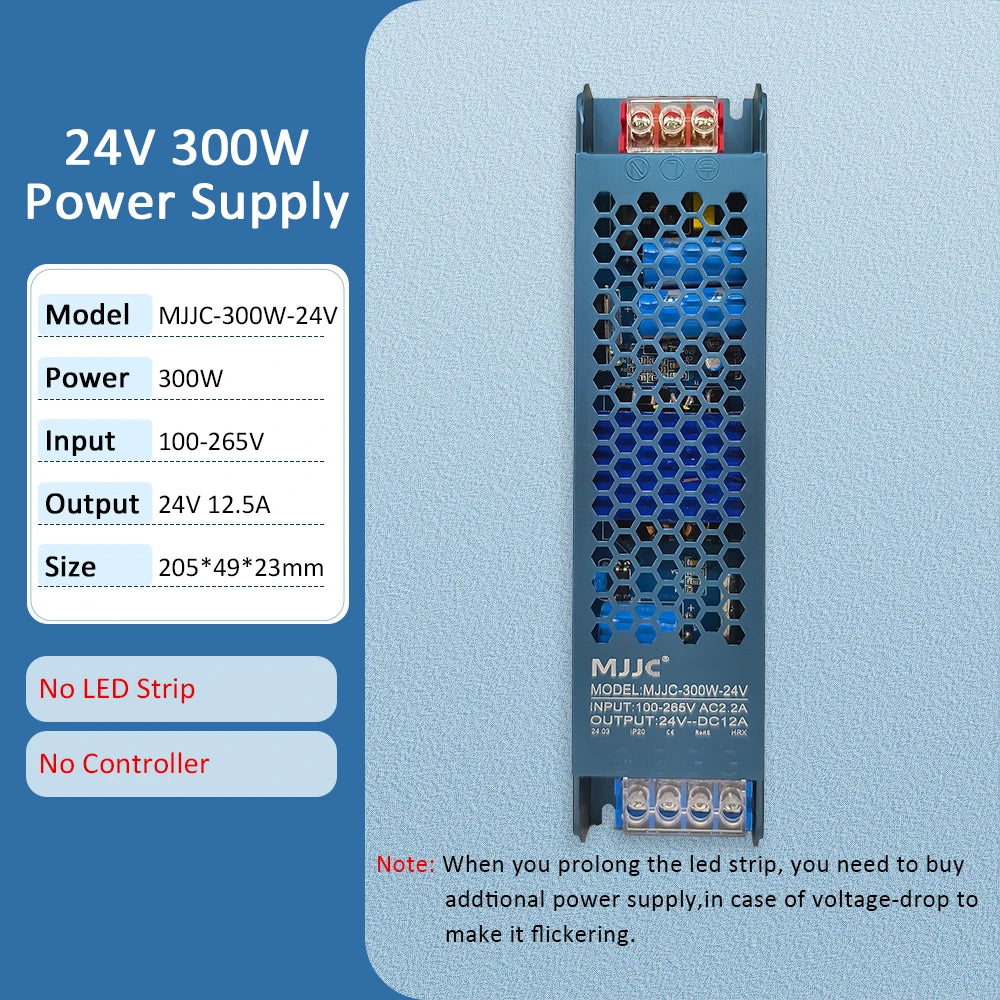 24V power supply module with cooling grille and terminal block for LED strip