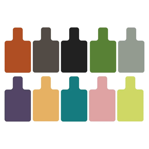 Pilates reformer mat suede rubber pads in various colors, top-down view of smart yoga mats set for travel.