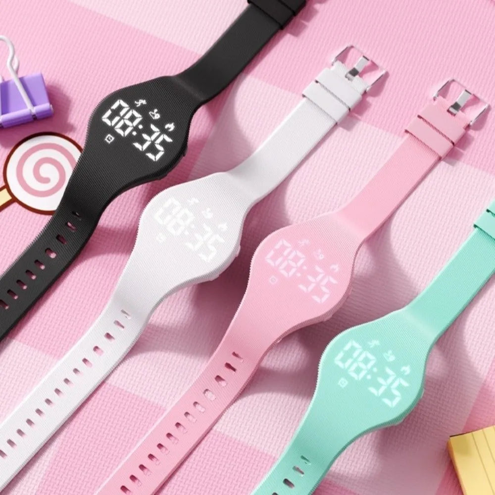 LED Digital Kids Smart Silicone Wristband Waterproof with Running Pedometer Vibrating Alarm Clock Monitor Vibration