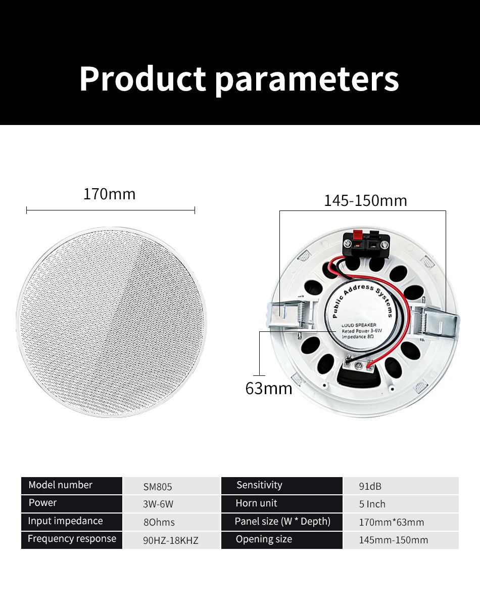 Smart Audio System Home Theater Sound in Wall Power Amplifier Android WiFi Bluetooths System with 5 Inch Stereo Ceiling Speakers