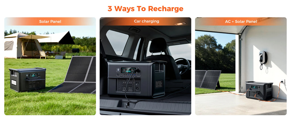 CTOLITY 2400W 200W Power Station Outdoor Camping Portable 2048Wh Solar Generator LiFePO4 Battery 110V 192Wh Power Bank Home Backup Power Supply Emergency Battery