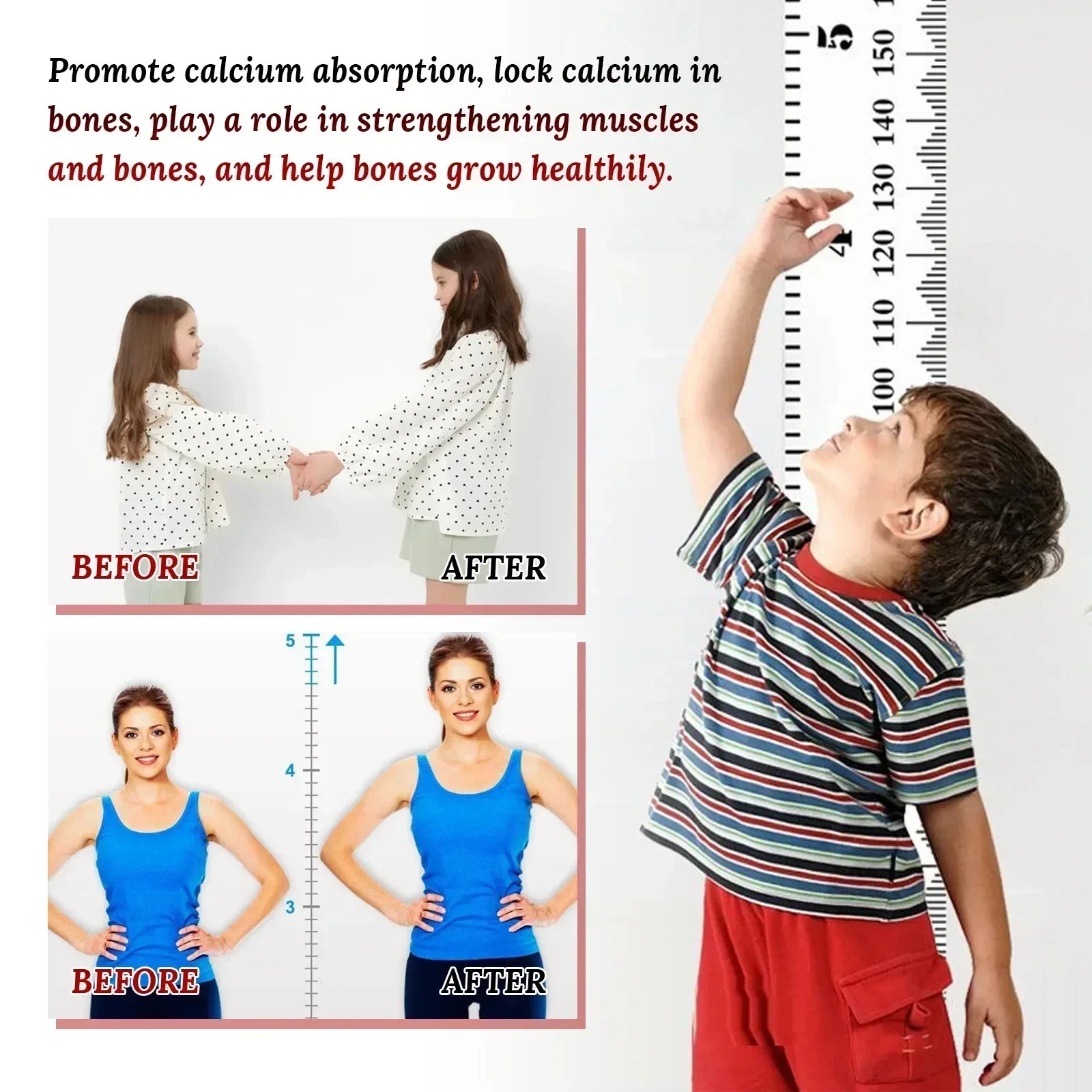 6/10/60PCS Height Growth Patch Promote Bone Heightening Calcium Vitamin D Supplement Adult Children Height Enhancer Foot Patches