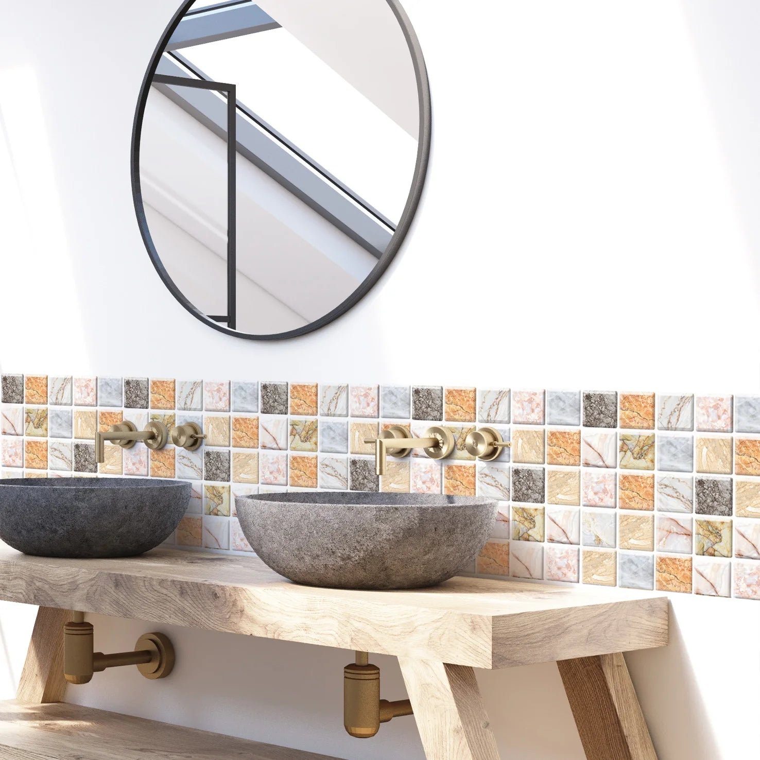 5/10Pcs Peel and Stick Tile Backsplash Thicker Design Marble Tiles 12"X12" Stick on Backsplash Self Adhesive Tiles for Any Room
