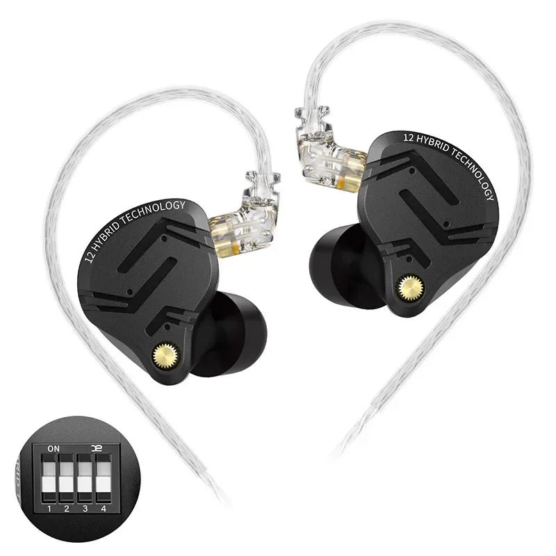Tidesmit 1DD+5BA Hybrid In-Ear Monitors | HiFi Bass Wired Earphones Black tuning no mic Tidesmit