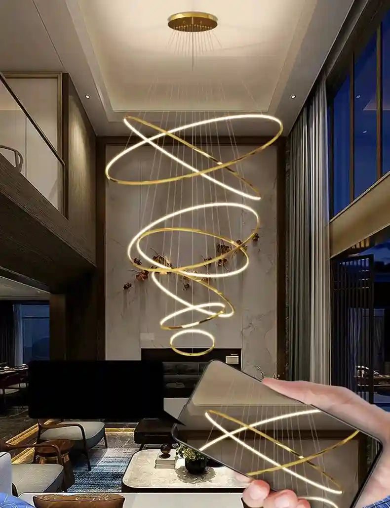 Modern LED Ring Pendant Light for Dining Room | Adjustable Black Finish Tidesmit