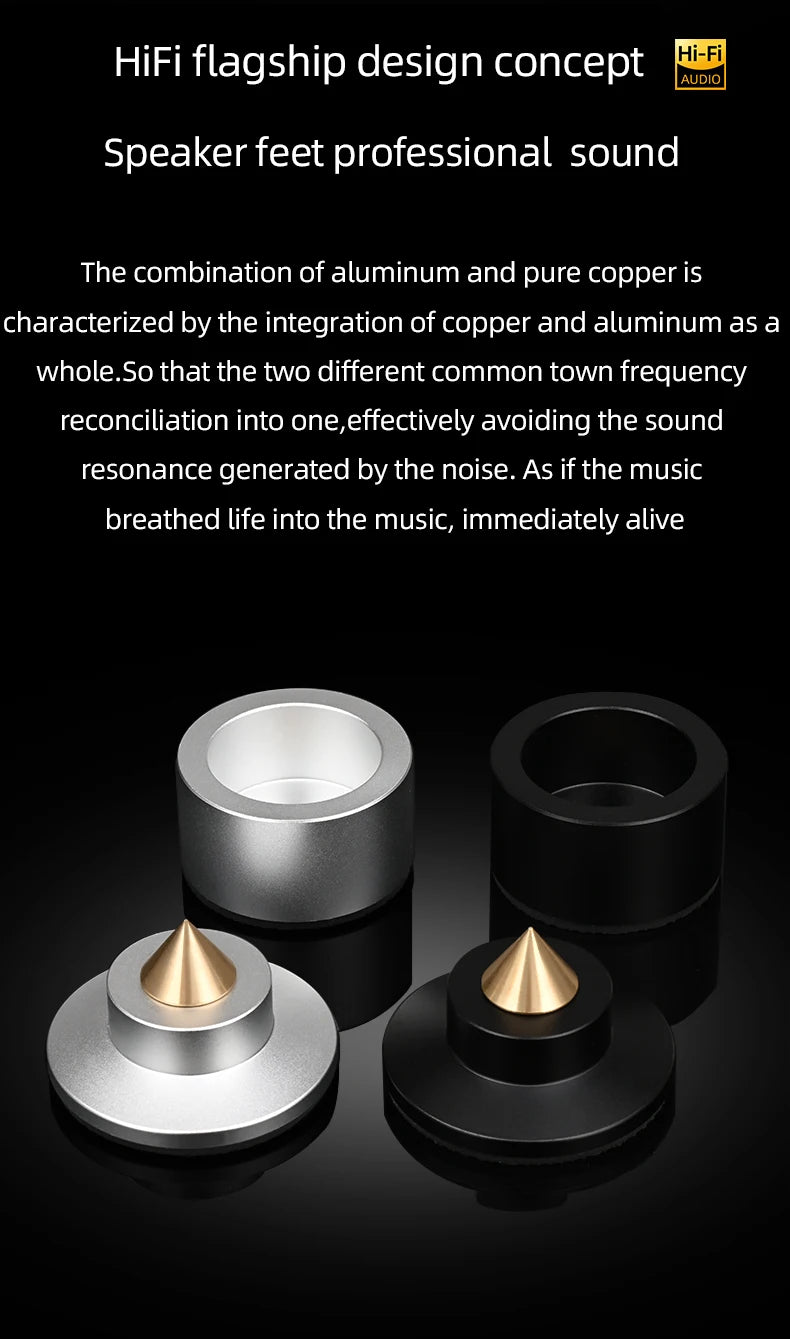 HiFi 4Pcs Speaker Spike Stand Foot Pads Aluminum Alloy Mixer Carbon Fiber Adjustable Shock-absorbing Feet Pegs for Speakers