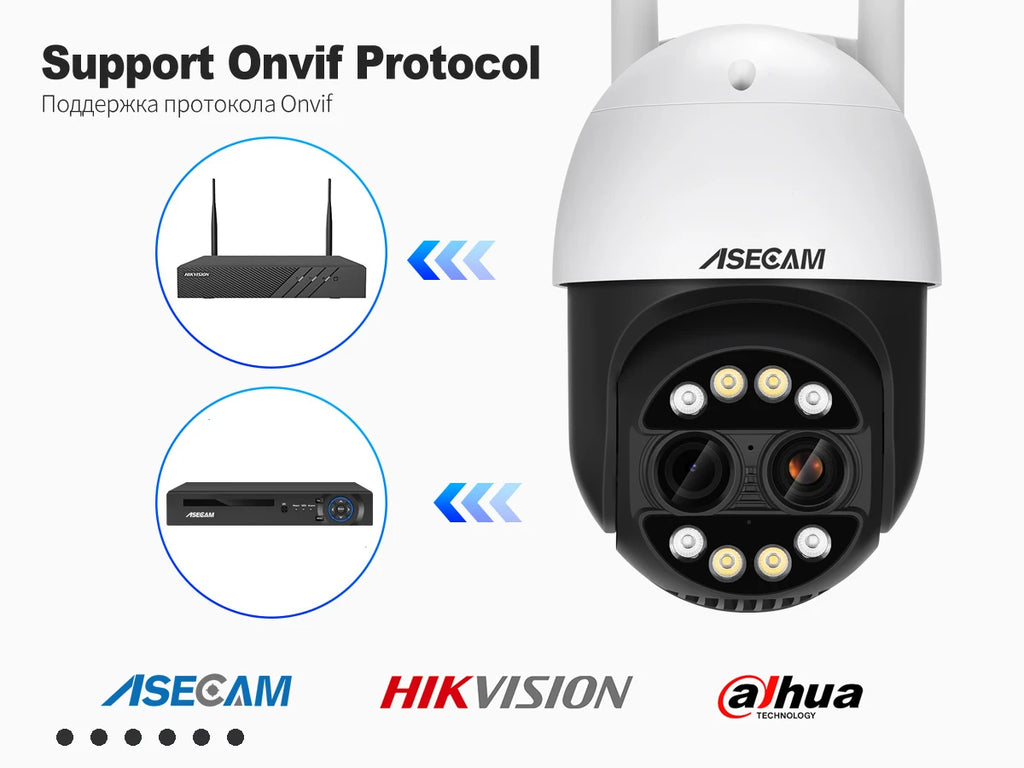 12MP PTZ WiFi IP Camera Dual Lens 2.8mm -12mm 8X Zoom 4K Outdoor AI Human Tracking CCTV Audio Home Security Surveillance Camera