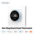 MOES ZigBee Star Ring Smart Thermostat, Knob Control for Water/Electric/Gas Boiler, Works with Alexa Google Home, 9 Languages