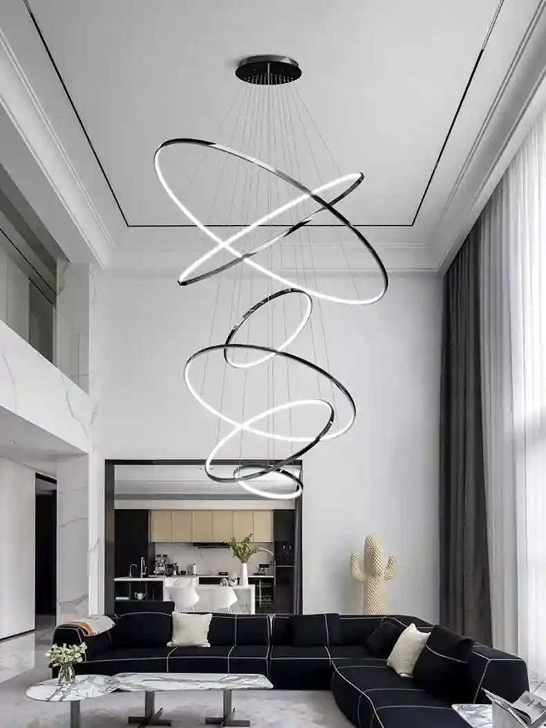 Modern LED Ring Pendant Light for Dining Room | Adjustable Black Finish Tidesmit