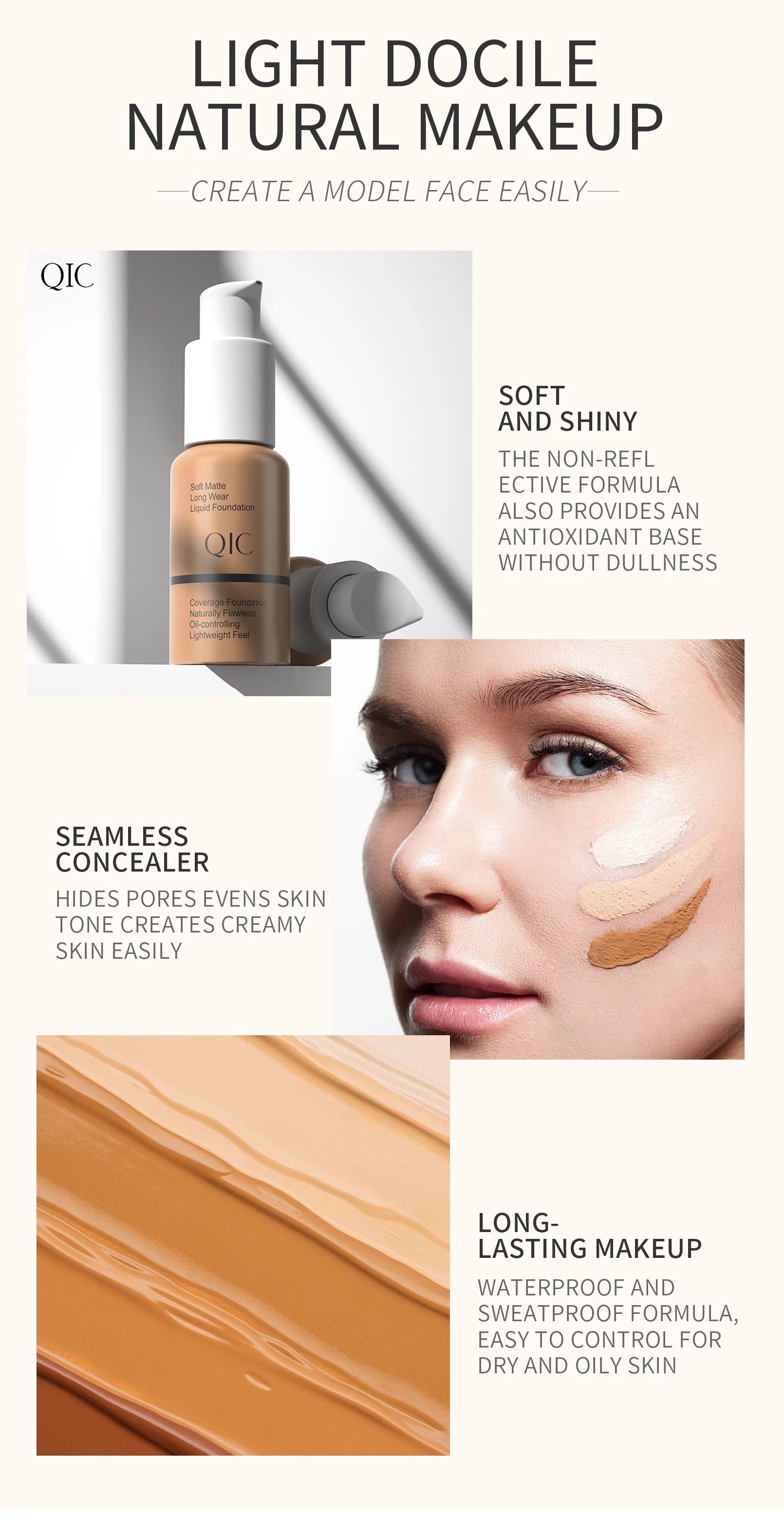Tidesmit liquid foundation concealer in matte finish providing long-lasting oil-control and waterproof coverage
