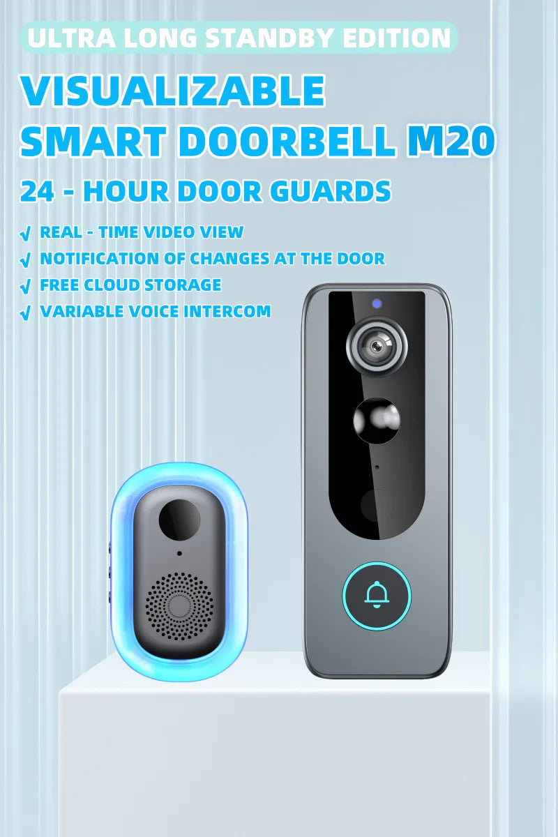Tuya Doorbell with Solar Rain Cover Camera Wireless Video Doorbell Wifi PIR Human Body Sensing Outdoor Door Bell Video Intercom