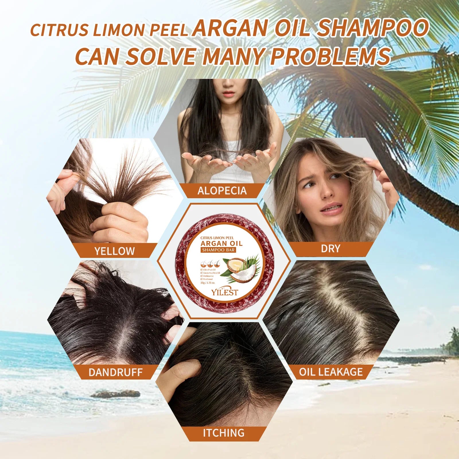 4 Pcs Argan Oil Shampoo Bar - Supports Hair Retention, Repairs Damaged Frizzy Hair, Gentle Scalp Moisturizing Treatment.