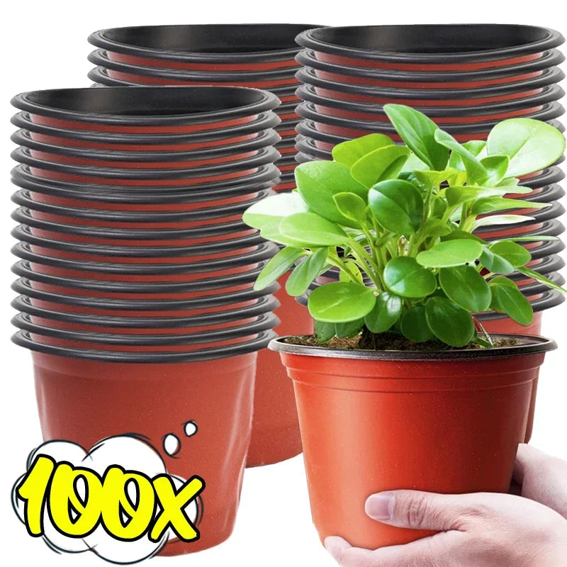 100-20PCS Plastic Nursery Pots With Holes Garden Succulents Cuttings Transplanting Pot Reusable Seedling Flower Plant Containers