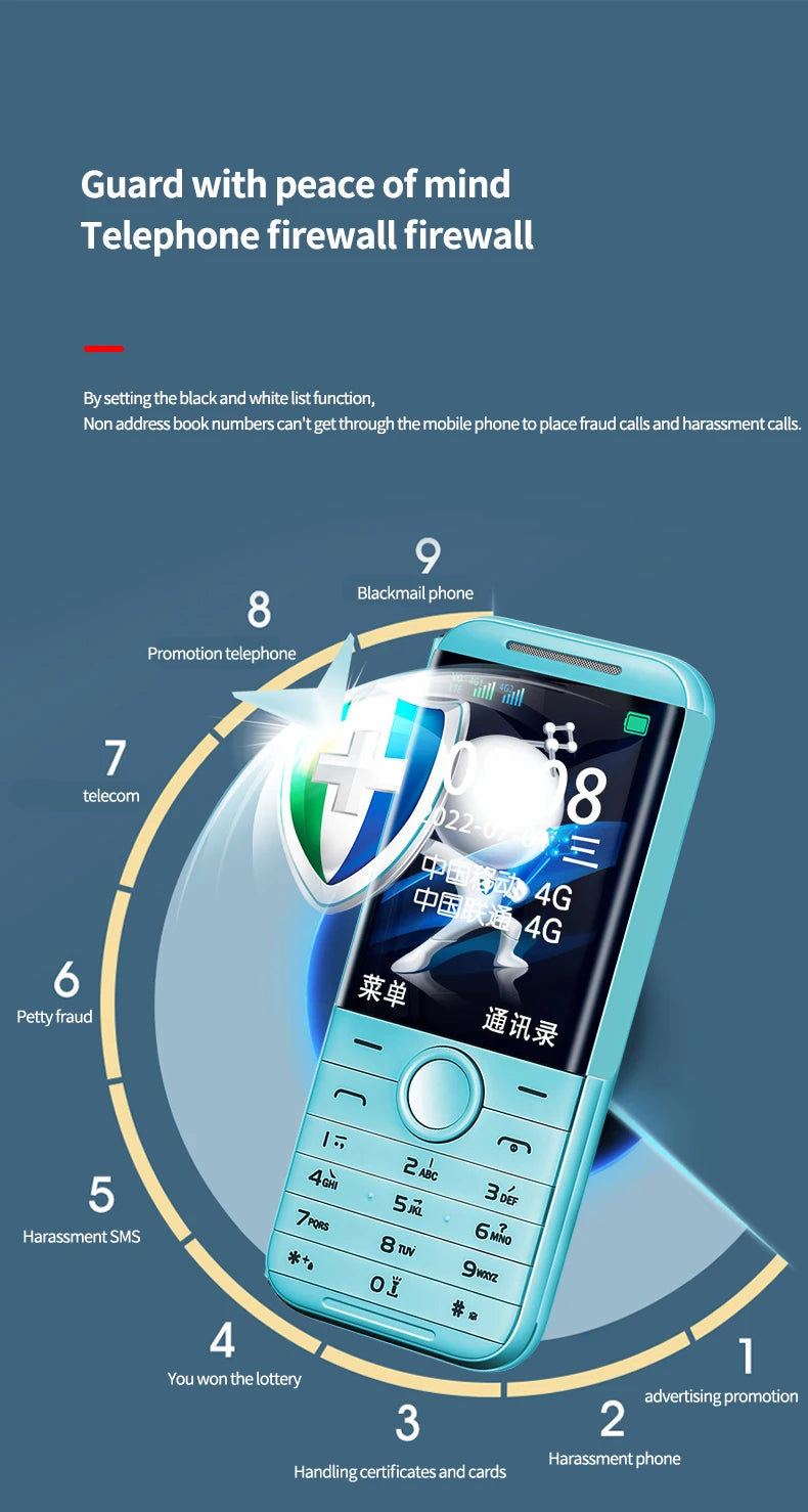 New HOSWN H29 4G Cellphone 2.8Inches Screen LTE Dual SIM Cards 6800mAh With Loud Speaker Powerful Flashlight Mobile Phone