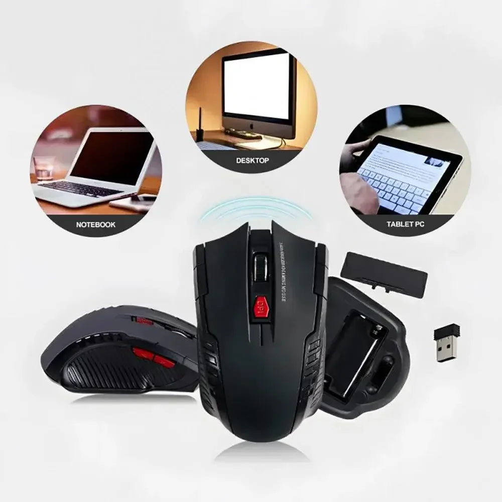 2.4G Wireless Mouse for Laptop Gamer Ergonomic Computer Mouse Wireless with USB Receiver 1600DPI 6 Buttons Portable Optical Mice