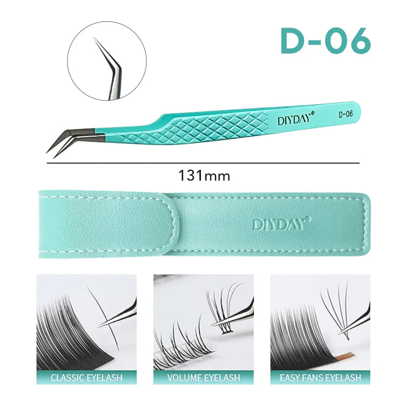 Eyelash Extension Tweezers D-01 | Precision Fiber Tip for Salon Results False Eyelashes D-06 TWEEZERS Tidesmit