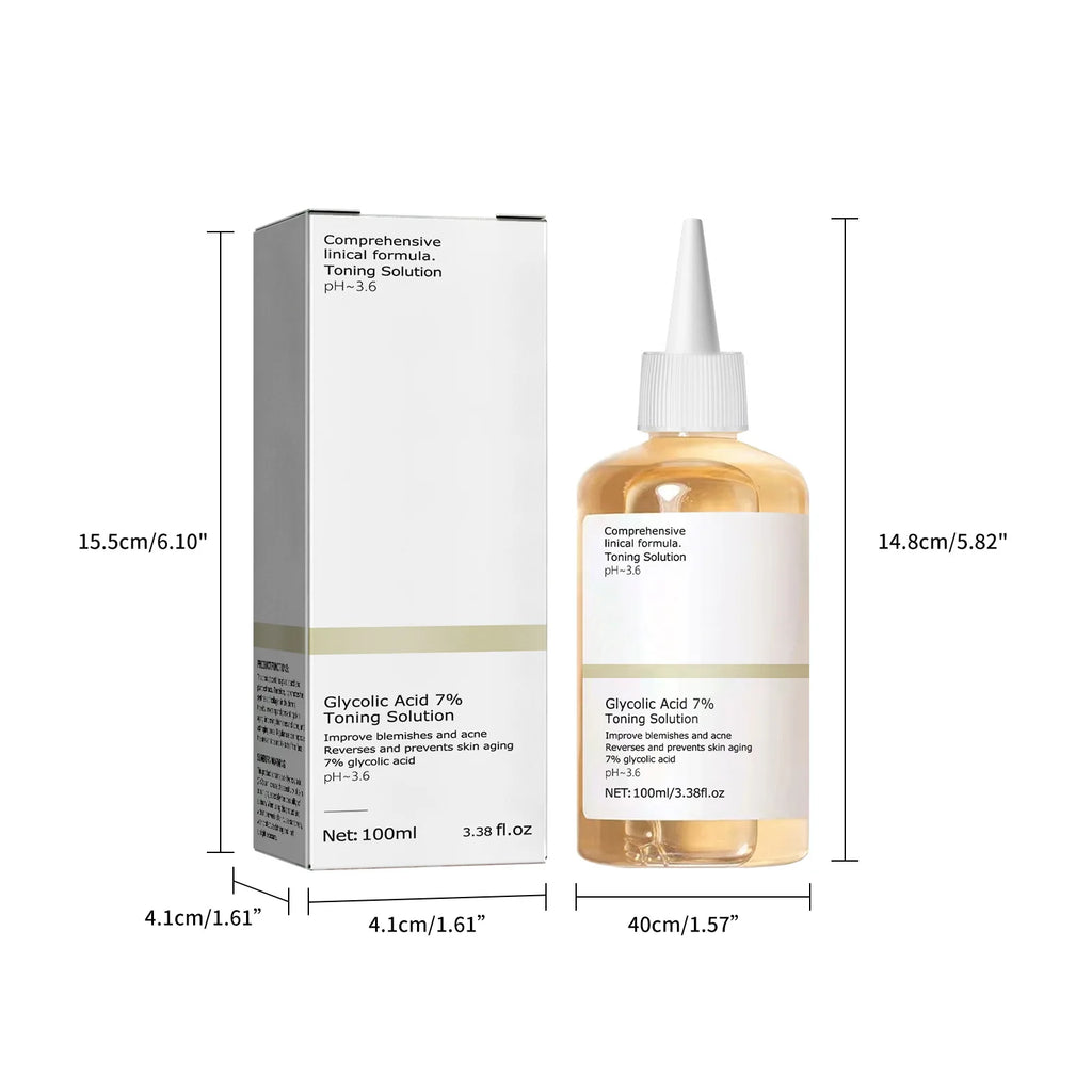 Tidesmit 100ml Glycolic Acid 7% Toning Solution texture close-up for acne treatment and skin rejuvenation