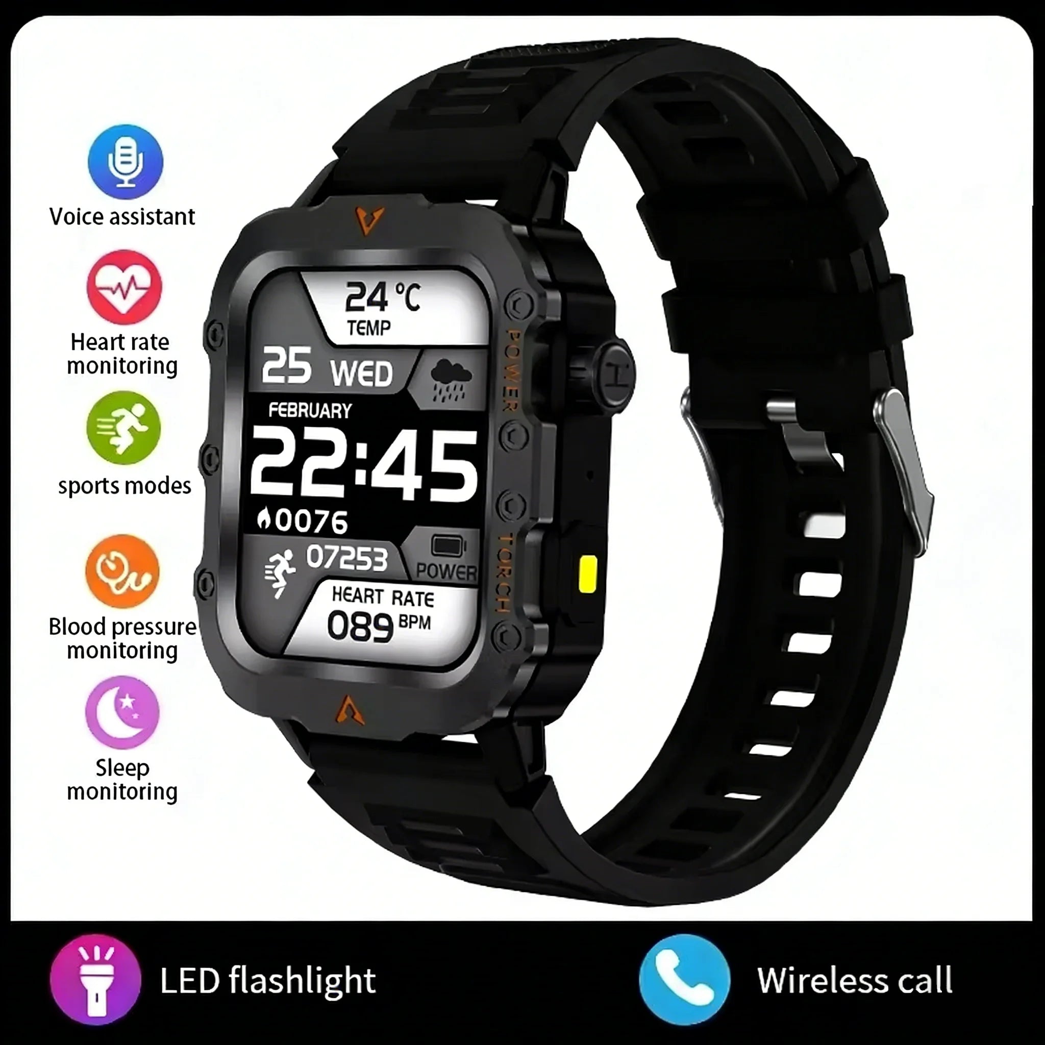 LAXASFIT 2026 New LED Smart Watch Men Bluetooth Calling Voice Control Multi Sport Modes Health Monitor Outdoor Smartwatch