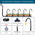 10 m PE irrigation pipe kit with 8 mm fittings, hose coil, and 5 nozzles