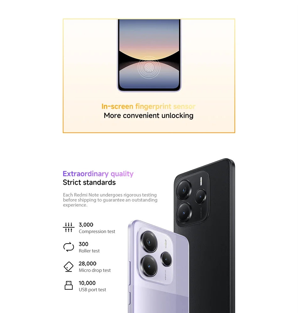 Global version Xiaomi Redmi Note 14 5G Smartphone Dimensity 7025-Ultra  108MP AI camera NFC 6.67" 120Hz AMOLED display IP54