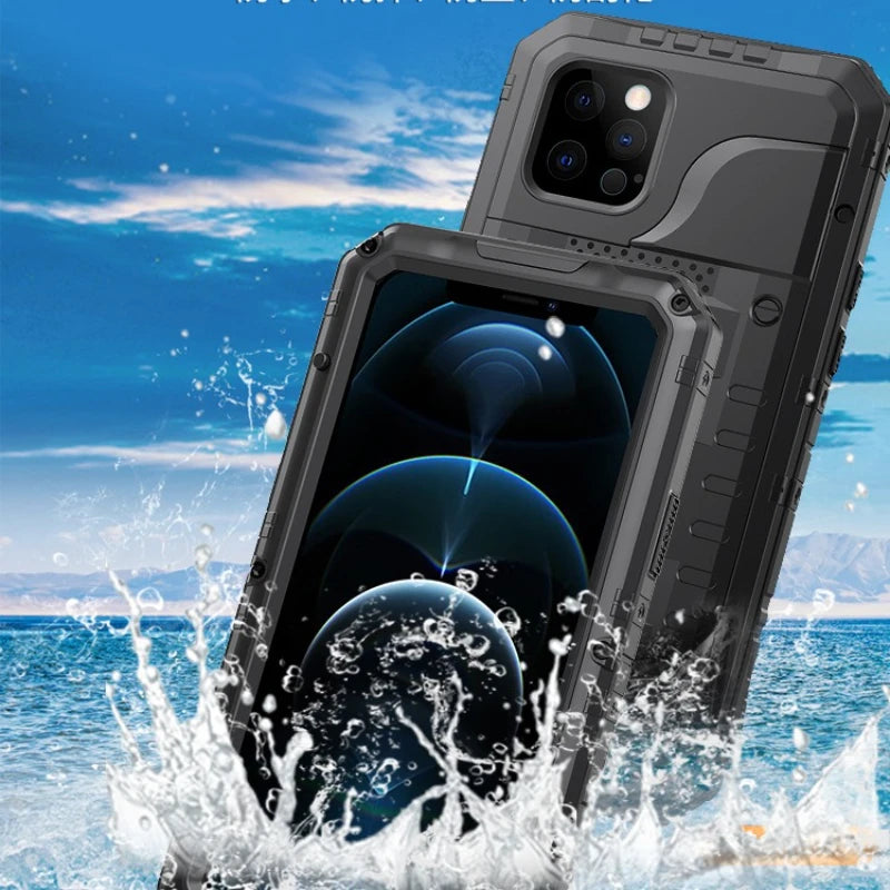 iPhone Shock-Absorbing Metal Case with Integrated Screen Guard Tidesmit