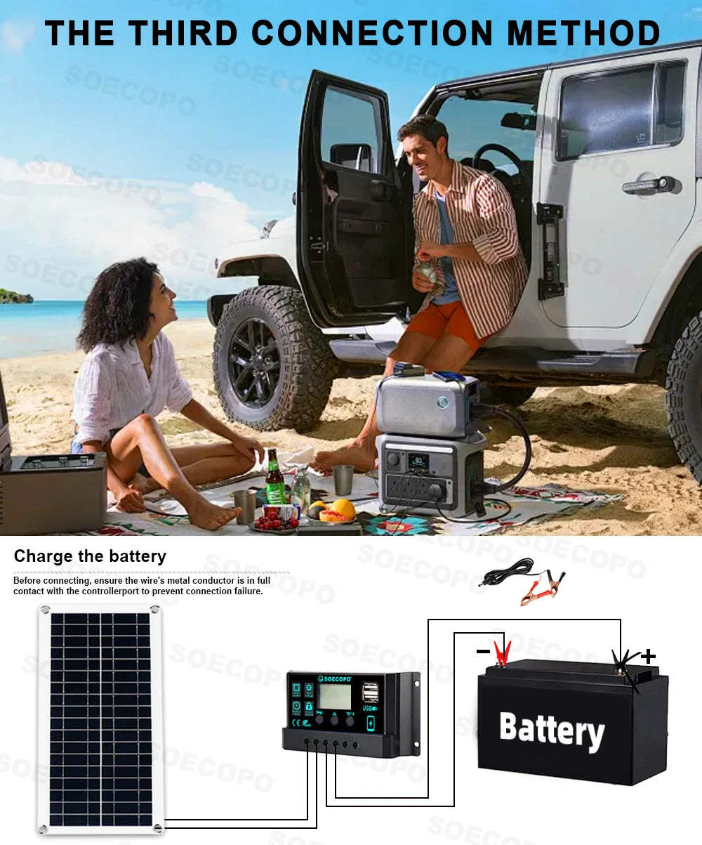 SOECOPO 7000W Peak Solar Power System Kit 200W Panel 100A Controller 12V To 110V 220V Inverter Generator for Camping RV Car Home