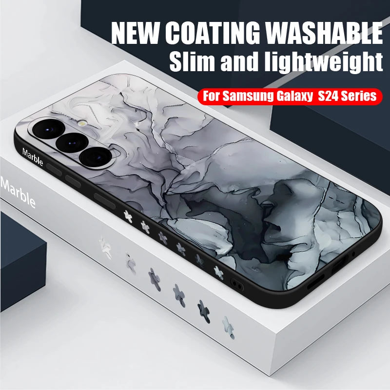 Samsung Galaxy S24 Marble Case with Lanyard - Slim Military Protection Tidesmit