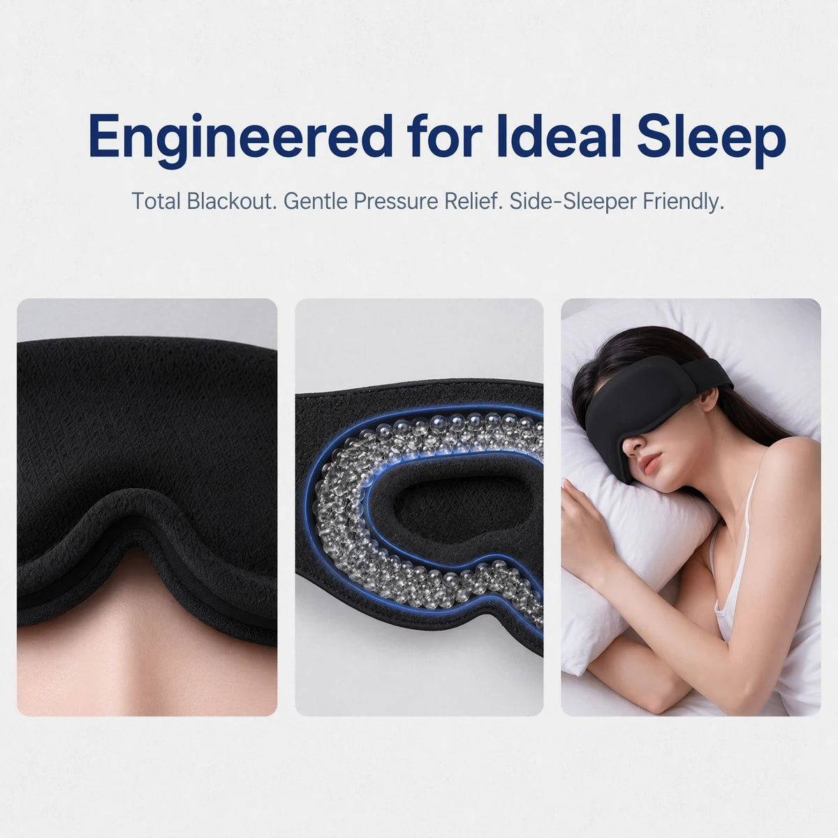 Gravity Eye Mask, 3D Weighted Eye mask, Sleep Mask, built-in weighted glass beads to apply pressure and relieve eye fatigue