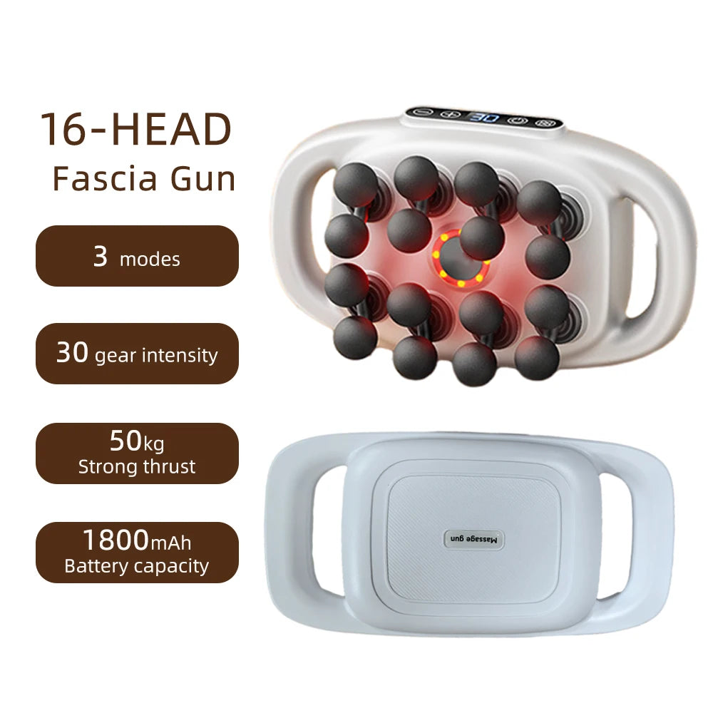 Deep Tissue Massage Gun with 99 Speed Settings and Heat Therapy Back Massage Instrument 16 head Tidesmit