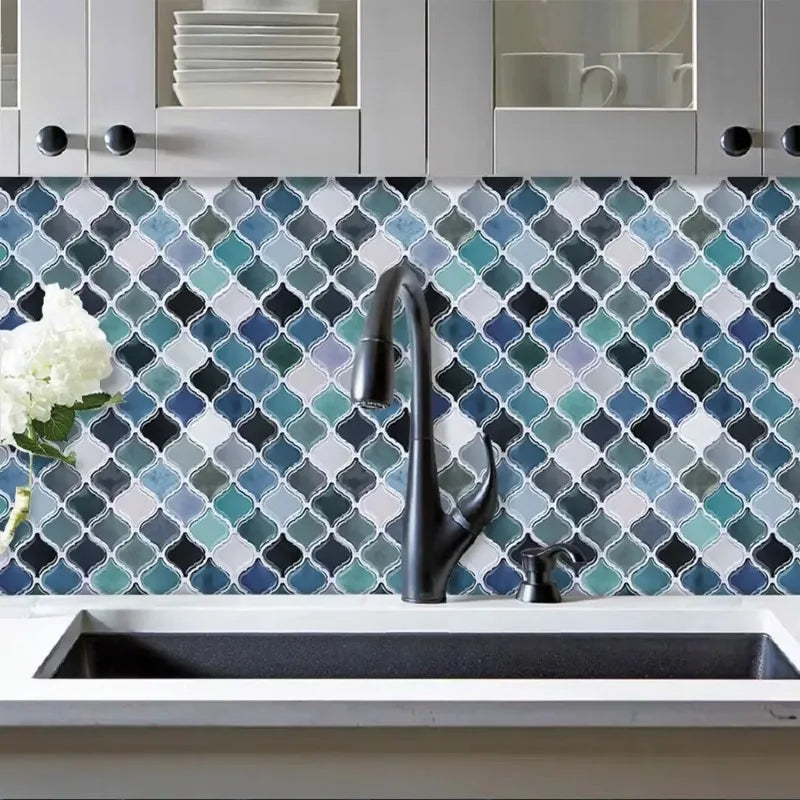 5/10PCS Self Adhesive Mosaic Vinyl Wall Tiles Stickers Wallpaper Gourd Shape 12X12Inch Brick Design for Kitchen Home Decoration