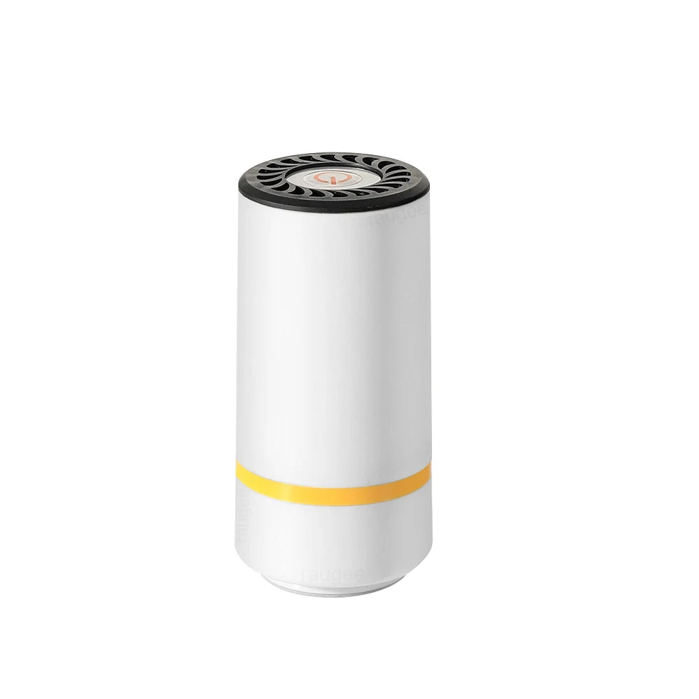 Rechargeable vacuum sealer pump, white cylinder with vented top