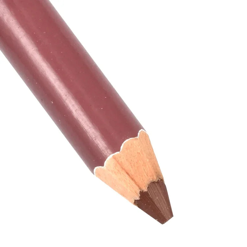 Velvet matte dual-colored lip liner and eyeliner pencil in mauve and brown shades for waterproof, long-lasting makeup.