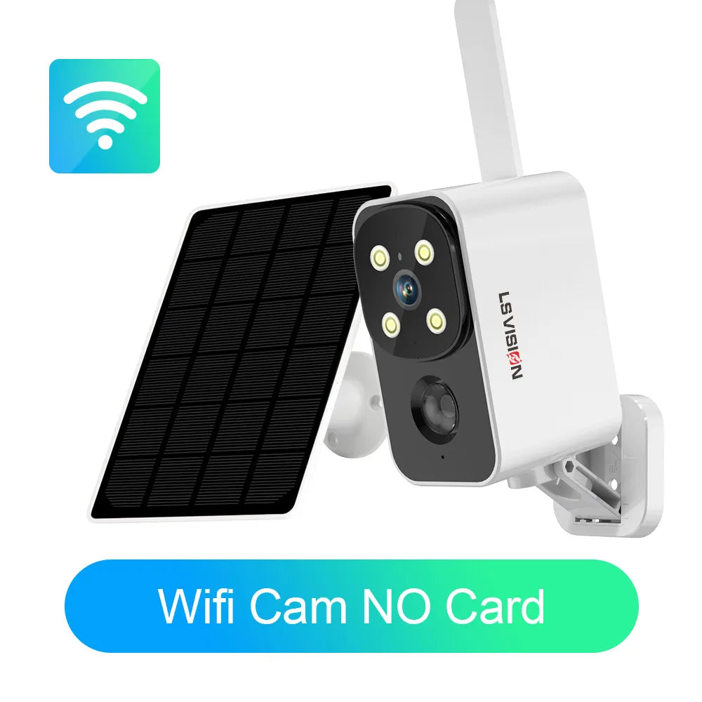 LS VISION Outdoor Solar Camera Wireless Cam WIFI/4G Ultra Standby Time PIR Motion Light Color Night Vision AI Detect Battery Cam