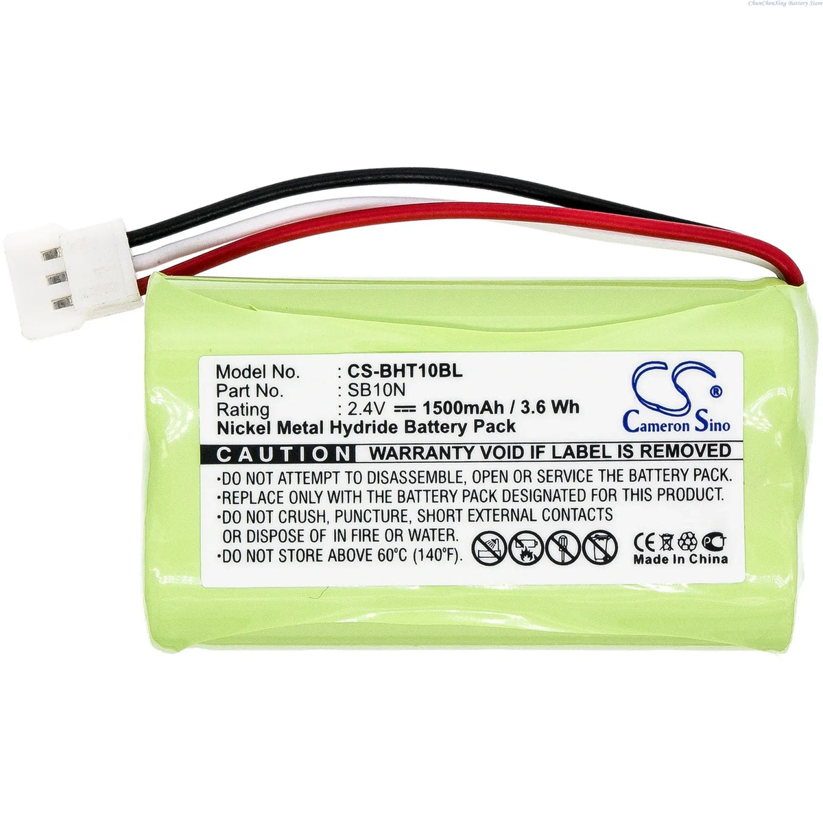 Green battery pack with front label, white connector, and red/black wires