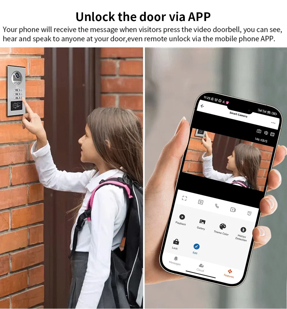 ANJIELO 7 Inch 1080P Tuya WiFi Video Door Phone 2‑4 Units Multi Apartment Intercom Remote Unlock Home Security Video Doorbell