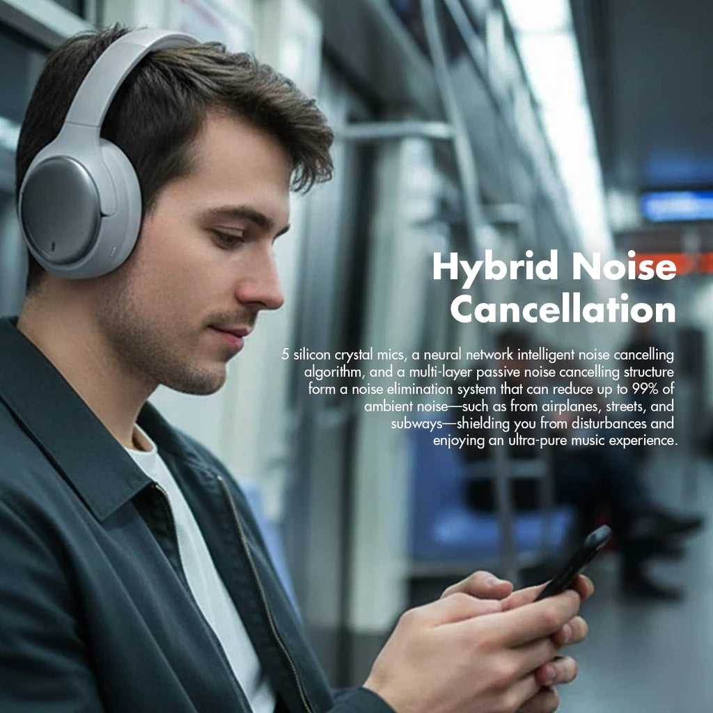 Wireless Noise Cancelling Headphones Over-Ear - Studio Audio White Tidesmit