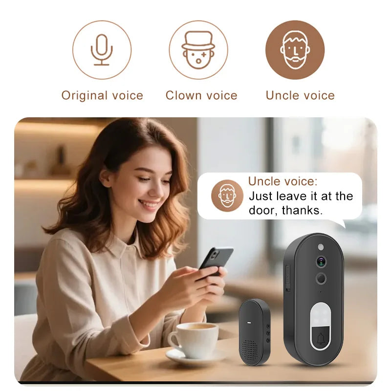 Tuya 1080P HD Wireless WiFi Video Doorbell Smart Home Security Camera Two Way Audio Night Vision Motion Detection IP65Waterproof