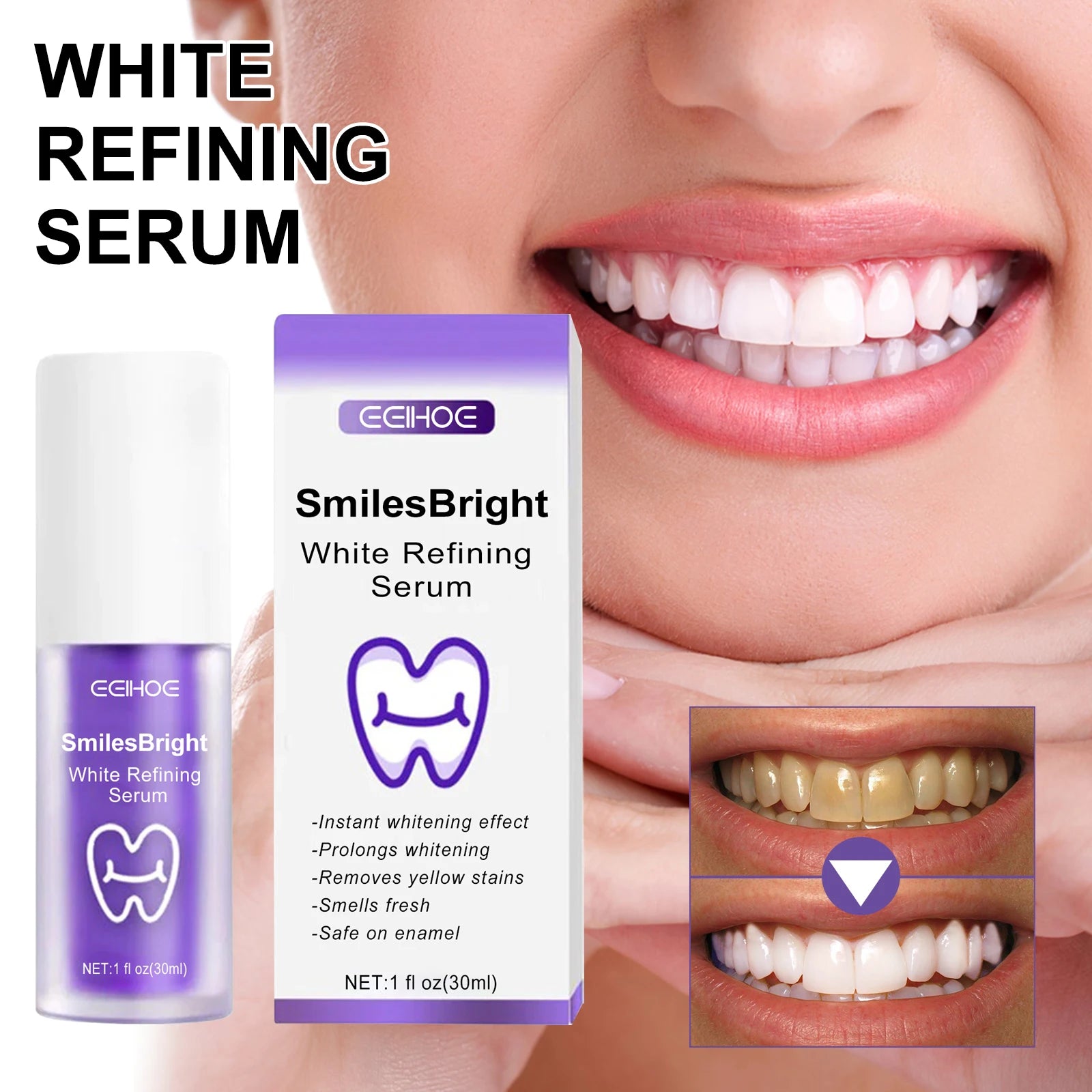 Tidesmit EELHOE teeth whitening mousse with nano-hydroxyapatite and xylitol for gentle bright smile refining 30ml